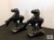 Cast metal man on horse bookends