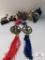 Knot of happiness tassels, enameled over brass vases & small elephants made in China