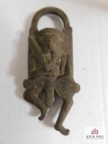 Brass oriental figurine, lock w/ no key