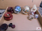 Blown-glass globes w/ hand-painted globe in center
