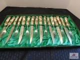 Walter Wiliams stainless steel knife and fork set in case
