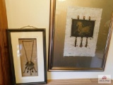 Framed paper art and Indian necklace