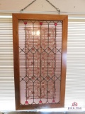 Faux stained-glass piece w/ lace in center