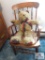 Cane bottom child's chair and bear