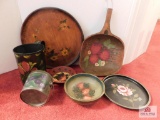 Tole painted items, some are wood