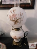 Milk glass painted lamp