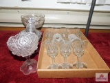 Pressed glass compote and goblets