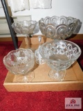 Pressed glass footed bowls