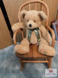 Antique child's rocker and bear