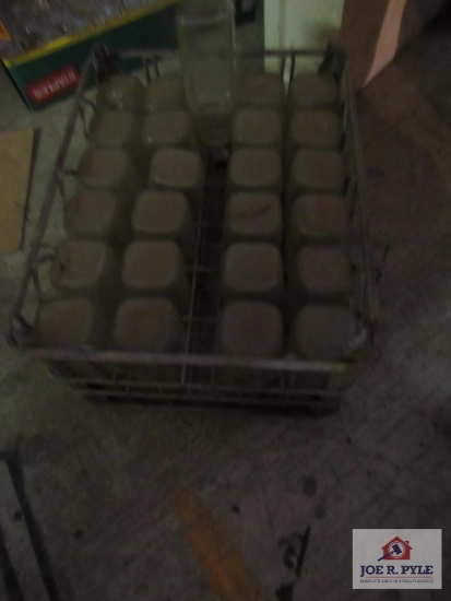 lot of pint milk bottles w crate