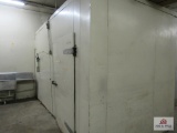 walk in cooler 8 ft wide x 168 inches long x 108 inches tall approx. (MUST BRING HELP) compressor