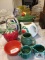 Lot of pottery pitchers, mug, covered pot, etc.