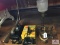 Lot vintage blowtorch lamp, telephone, and cameras