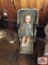 Vintage wicker stroller(missing handle) and composition doll