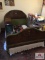 Antique wood double bed with matching chair