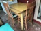 Vintage porcelain top table and 2 wood chairs