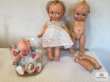 Lot of 2 Antique composition Cameo Kewpie dolls and 1 new in package doll