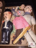 Lot of puppets: Charlie McCarthy, Pelham, etc.