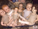 lot of composition and cloth dolls needing TLC