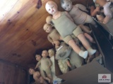 2 boxes antique dolls needing restoration