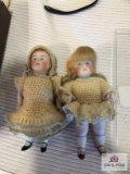 2 antique porcelain dolls, 1 marked 7203 S