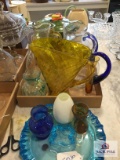 Lot of vintage glass: pitchers, vases, etc.