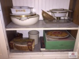 Contents of cabinet Pyrex and other cookware