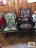 2 Antique wood rocking chairs (one needs arm glued)