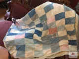 Vintage patchwork hand stitched quilt 72 X 60 some wear