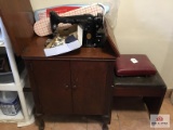 Antique Singer sewing machine and accessories