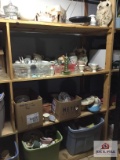 Contents of wood shelf in basement