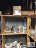 Contents of wood shelf in basement