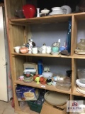 Contents of wood shelf in basement