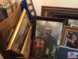 Large lot of pictures and decorator pictures in closet