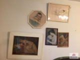 Lot of 5 antique framed baby prints