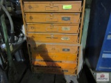 Orange 8 Drawer Cabinet with Contents