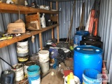 Contents of storage container: barrels, buckets, containment socks, cones, etc.