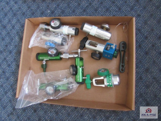 Flat of misc. oxygen tank regulators