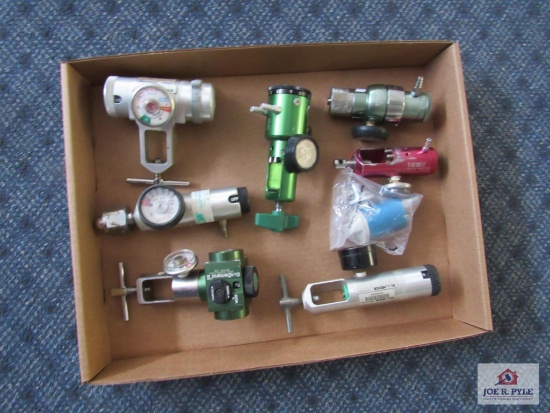 Flat of misc. oxygen tank regulators