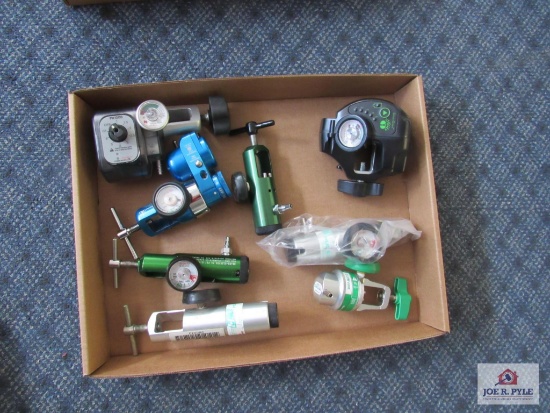 Flat of misc. oxygen tank regulators