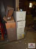 2 Filing cabinets and contents to include air grinder, torch accessories and welding helmet
