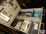 Metal cabinet and contents including mill bits, reamers, taps, etc.