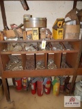 Contents of shelf to include ammo cans, nuts, bolts, etc.