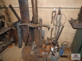 1 Lot of miscellaneous steel, small chains, welding clamps, sledge hammer, etc.