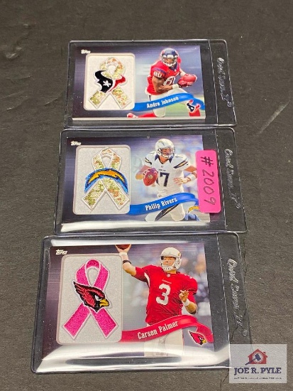 Lot of three 2013 Topps Football commemorative patch cards.