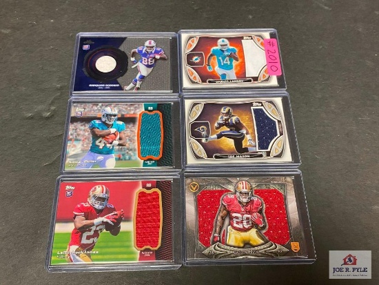 Lot of 6 NFL game used jersey insert cards.