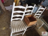 3 Latter Back Chairs And Basket