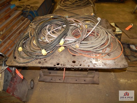 Portable steel table & extension cords