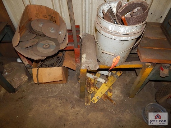 2 Metal tables wheelbarrow wells, hinges, etc.