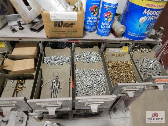 Bolt bin & contents (bolts, nuts, screws)
